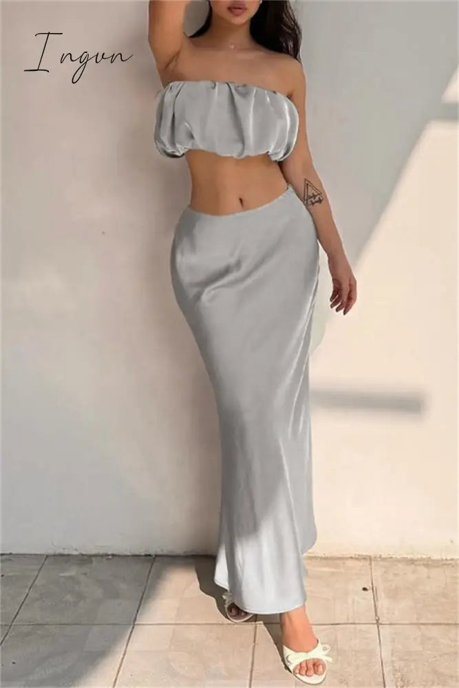 Sexy Solid Backless Strapless Sleeveless Two Pieces