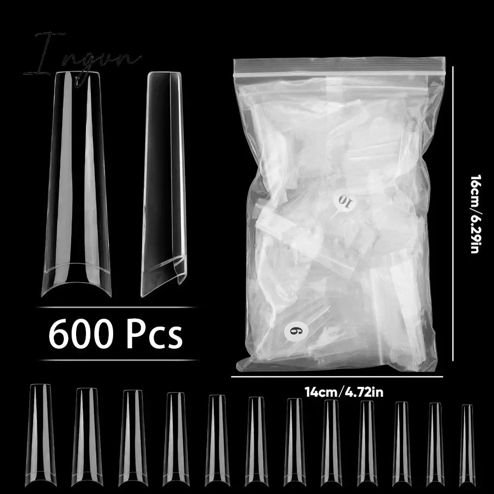 Transparent Stiletto Fake Nail Tips Acrylic False Nail Tips Long Shape Half Cover Coffin Professional Nail Art