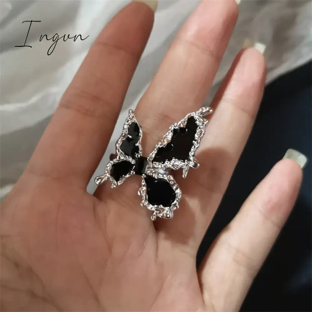Fashion Gothic Animal Black Zircon Rings Y2K Star Crystal Opal Ring Goth Spider Butterfly Rings for Women Girl Aesthetic Jewelry