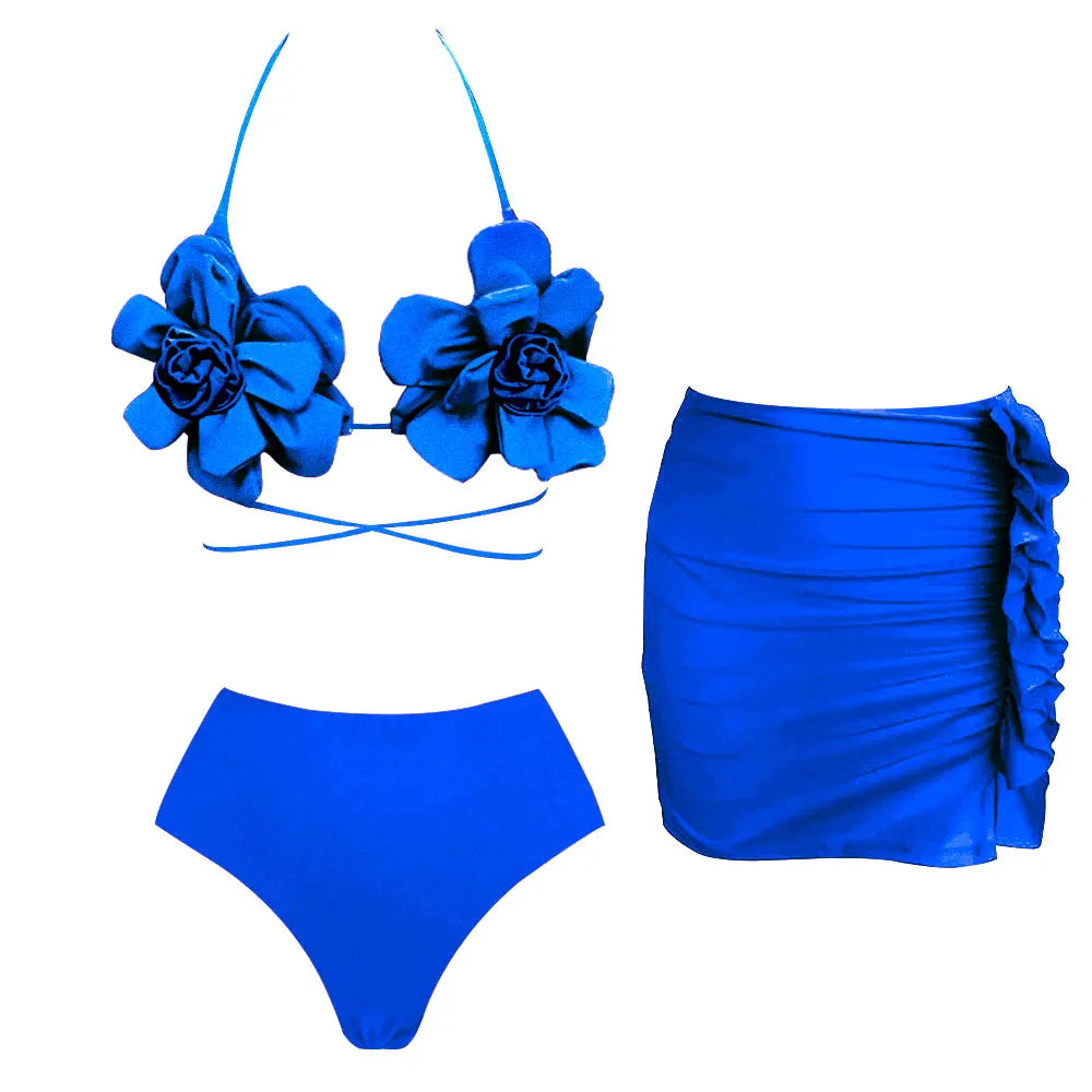Red Flower One Piece Swimwear With Cover Up Trend Swimsuit 2025 Sexy Biquini Luxury Woman Swimsuit Beach Outing Bodysuit Bathsui