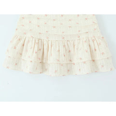 Sweet Girl Floral Print Layer Cake Mini Skirt Women Pleated Sexy Low Waist A-line Holiday Summer Skirts