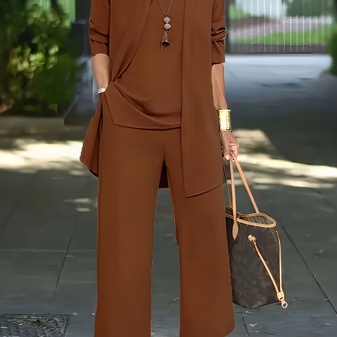 Chic Solid Three-Piece Outfit Set - Comfy Long Sleeve Cardigan, Versatile Top & Sleek Pants - Everyday Casual Wear for Women