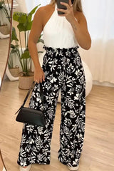 Ingvn - Casual Vintage Floral Loose High Waist Wide Leg Full Print Bottoms