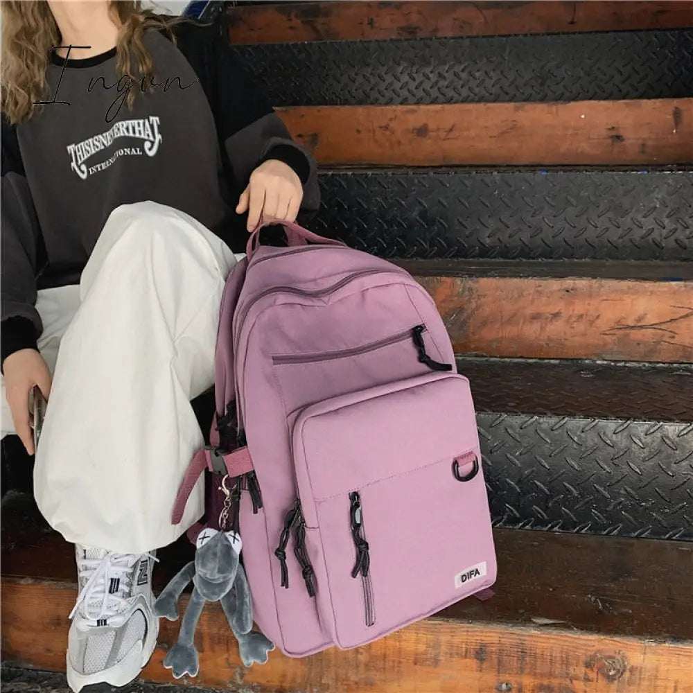 Ingvn - Aesthetic College Multi-Pocket Backpack