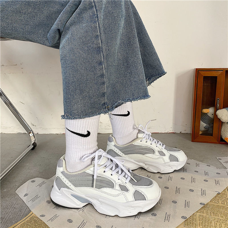 Pphmm Women Sneakers 41 Platform Chunky Fashion Casual Shoes 42 Reflective Comfortable Thick Sole Ladies White Flats Vulcanize Shoes