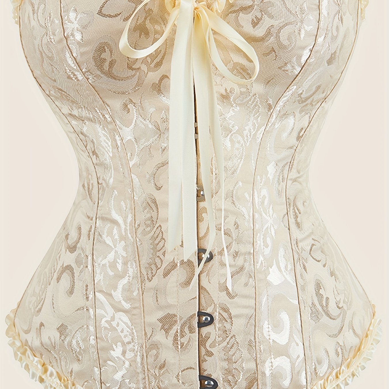 Ravishing Ruffle Strapless Corset Bustier - Sculpting Tummy Control, Lace-Up Jacquard Body Shaping, Adjustable Hooks, Comfortable Women's Lingerie & Shapewear for Hourglass Figure