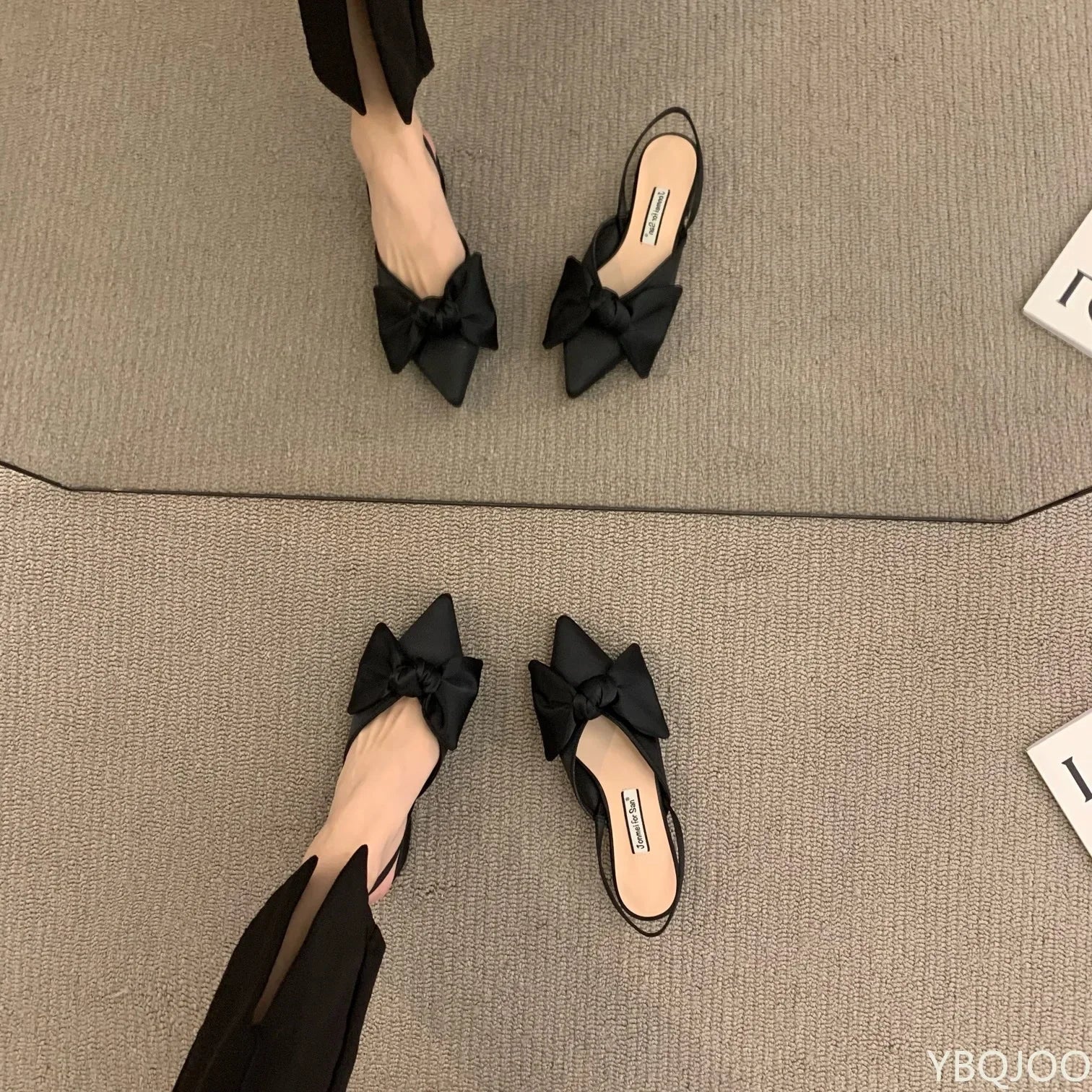 Bow Sandals Women Summer Pointed Low Heel Sandals Women Fashion Baotou Thin Strap Sandals High Heels Sandalias De Mujer
