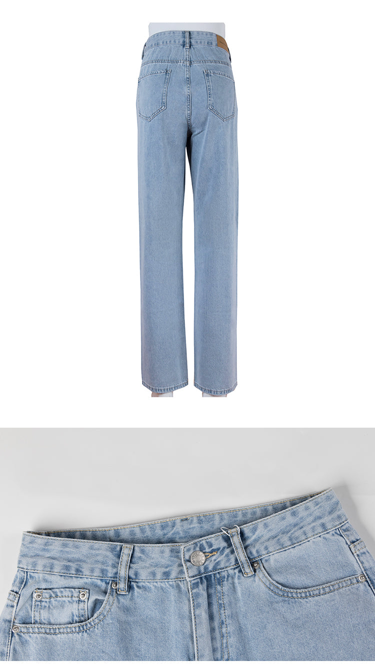 Voguable  Womens Loose Fit Jeans  Ripped Wide Leg For Women High Waist Blue Wash Casual Cotton Denim Trousers Summer Baggy Jean Pants