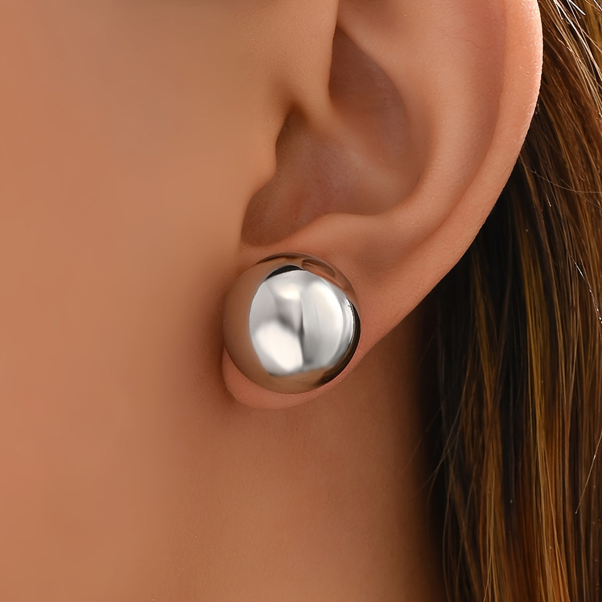 A Pair of Chic Minimalist Round Ball Earrings - Simple, Versatile, and Stylish Jewelry Decoration for Everyday Wear - Hypoallergenic, Nickel-Free, and Easy to Put On