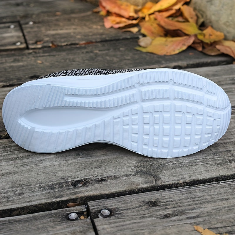 Women's Knitted Athletic Sneakers, Breathable Fabric Running Shoes, Non-slip Lightweight Sports Footwear, Casual Walking Shoes With Durable Sole