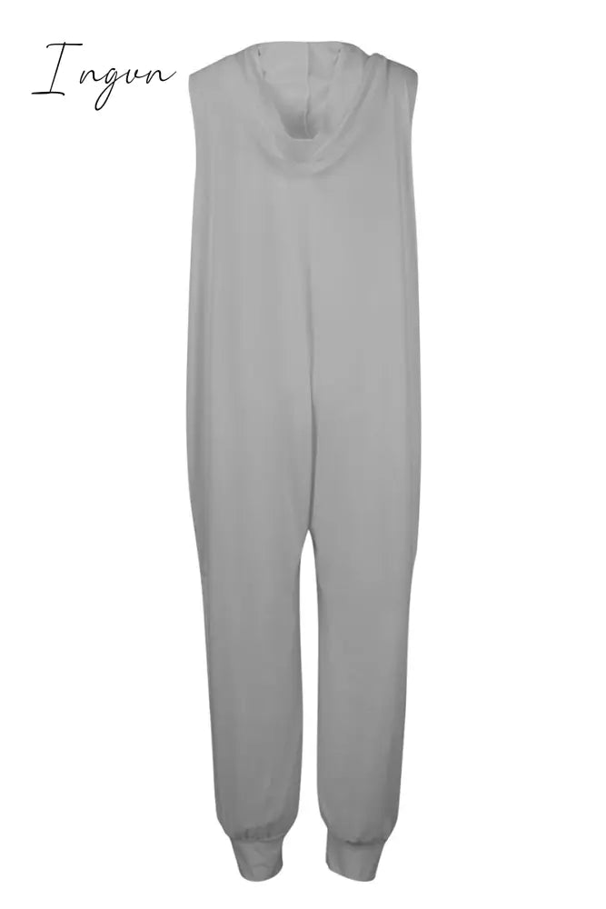 Ingvn - Casual Solid Buckle Hooded Collar Loose Jumpsuits(10 Colors)