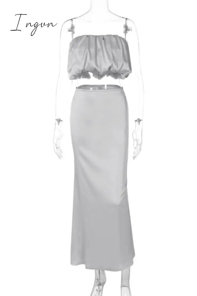 Sexy Solid Backless Strapless Sleeveless Two Pieces