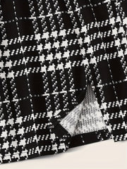 Stylish Plaid Mini Skirt - Women's Elegant Split A-Line Skirt for Work or Casual Occasions - Comfortable, Flattering, and Versatile Clothing for Ladies