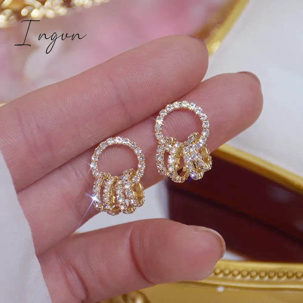 Hot Sale Exquisite Luxury Zircon Stud Earrings For Women AAA Zircon Shiny Rhinestone Geometrical Earring Party Wedding Jewelry