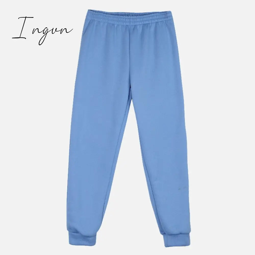 Ingvn - Women Elegant Solid Sets For Women Warm Hoodie Sweatshirts And Long Pant Fashion Two Piece Sets Ladies Lace Up Sweatshirt Suits