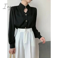 Ingvn - 2023 Spring shirt Elegant OL Chic Turn-down Collar Long Sleeve tops Women's Top Blouse women shirts and blouses Female Clothing