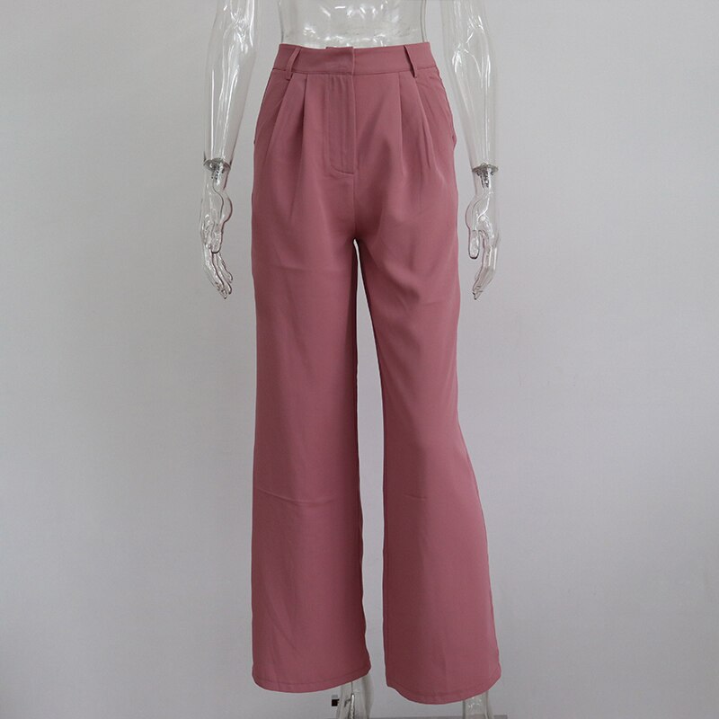 Voguable  Women High Waist Pants Casual Loose Office Lady Trousers Spring Summer New Fashion Solid Wide Leg Floor-Length Pants Female