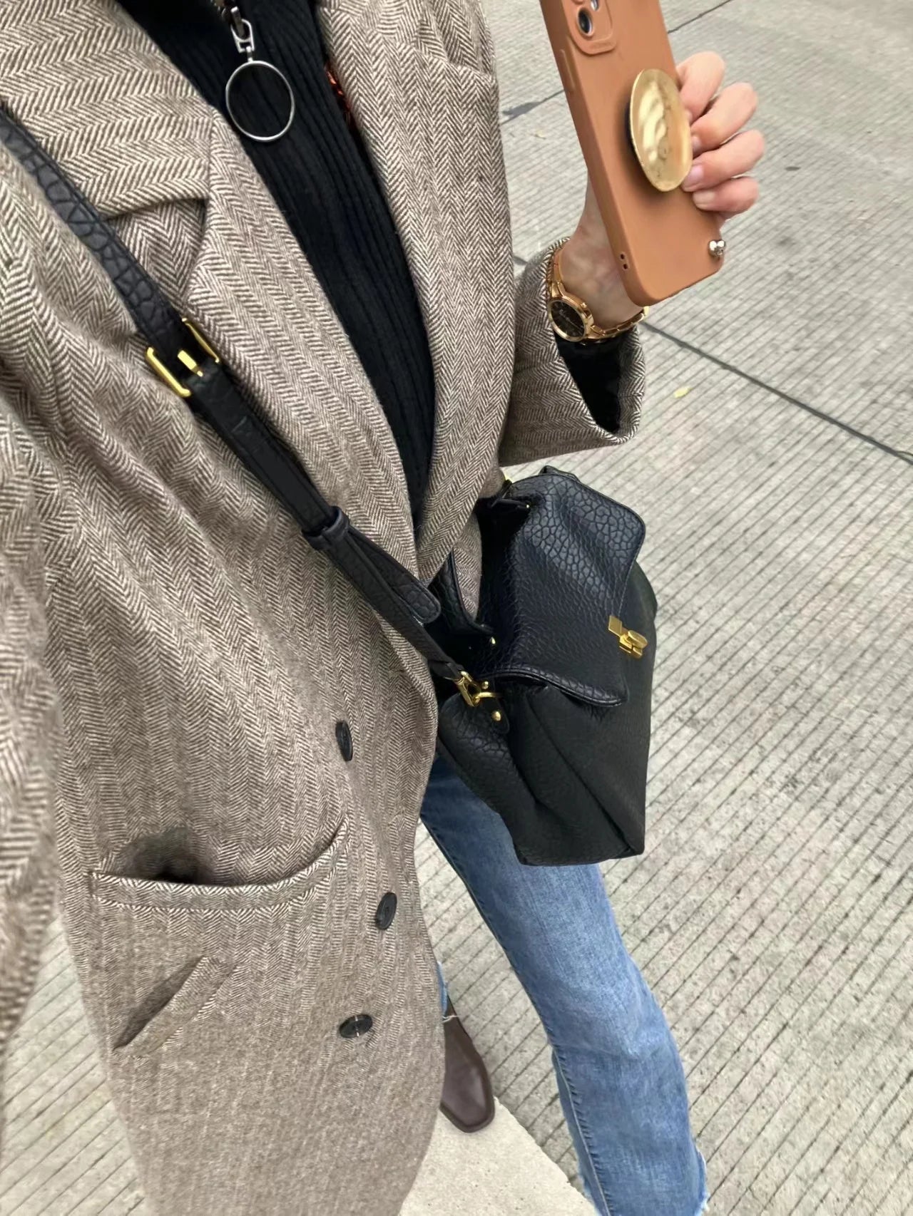 INGVN  Fashion Personality Solid Top-Handle Bag 2024 All Match Office Lady Women's Handbags Y2k Trendy Japanese Shoulder Crossbody Bags