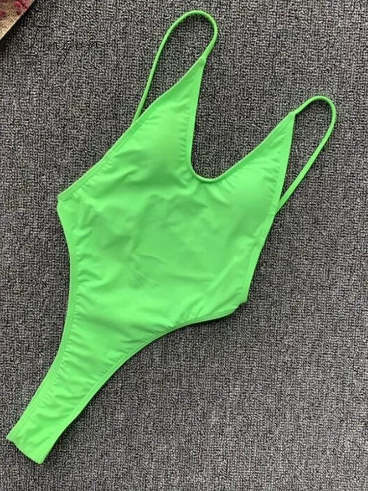 Ingvn - Women Sexy Solid Color One Piece Bikini Cross Backless Bodysuit Brazil Swimwear New Fashion Push Up Beachwear Bathing Suit