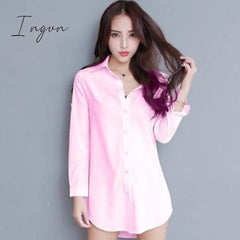 Ingvn - My NewIn 4XL 5XL Plus Size Women Blouse Shirt Long Sleeve White Solid Loose Long Version Casual Top