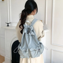 Ingvn  Light Drawstring Pocket Women Backpack Nylon School Laptop Girls Backpack Causal Korean Style Travel Backpacks for Women Bag