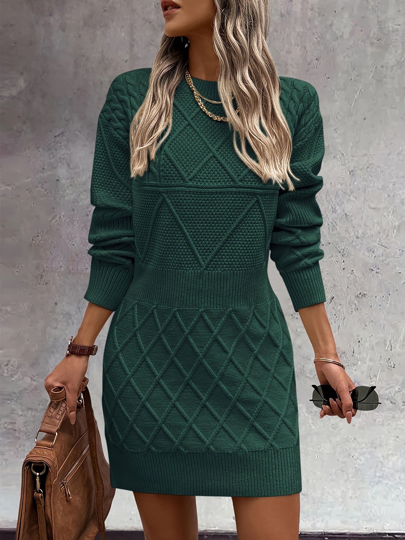 Women's Long Sleeve Short Sweater Dress Chunky Ribbed Knit Tunic Pullover Oversized Fall Sweaters