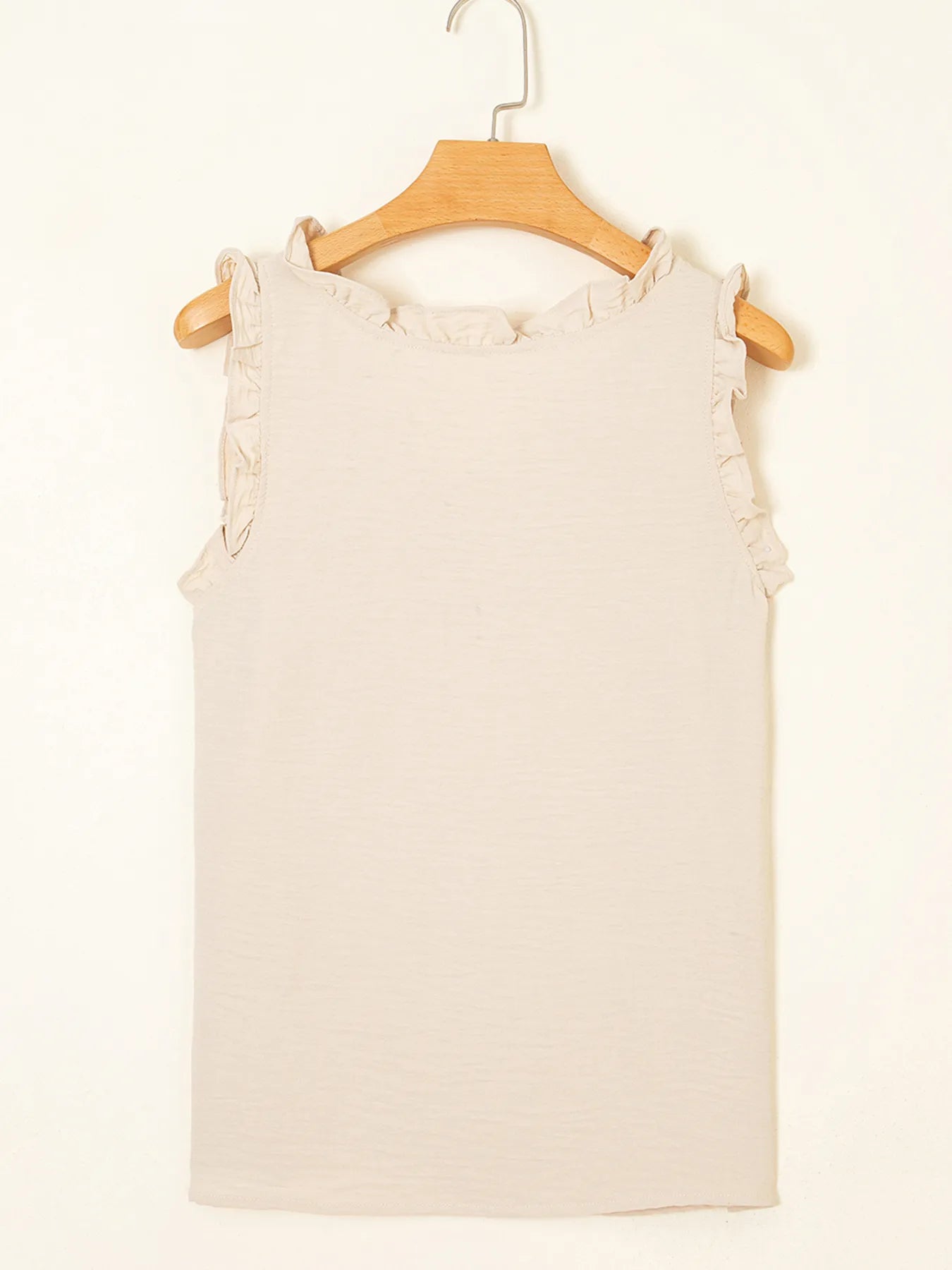 Texture Ruffle Trim V-Neck Tank Top