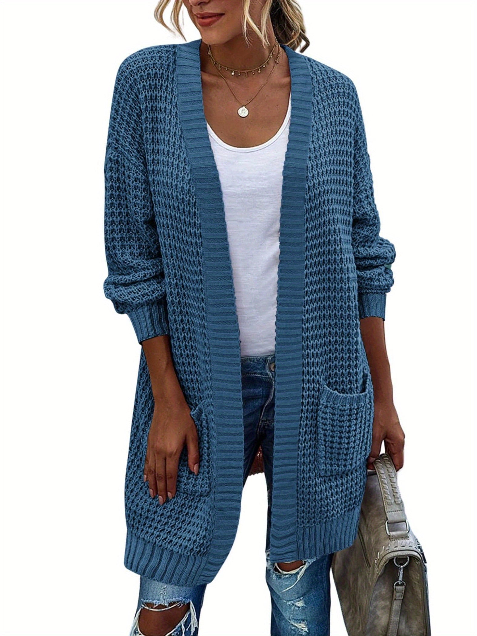 New Season Women's Oversized Lantern Sleeve Open Front Chunky Knit Fall Sweater Cardigan with Cozy Outwear Design