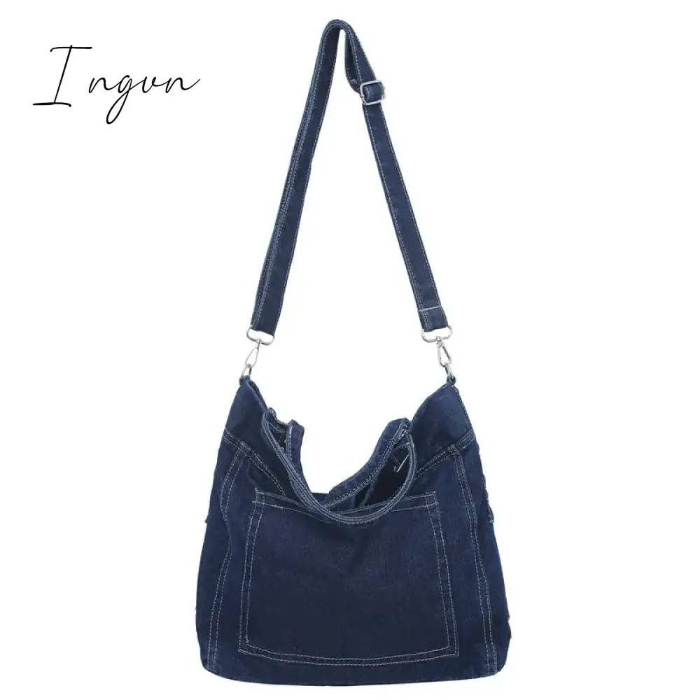 Ingvn - Denim Women's Bag 2024 New Eco Reusable Ladies Handbags Canvas Shopping Travel Shoulder Bags Unisex Jeans Crossbody Bag Shoppers