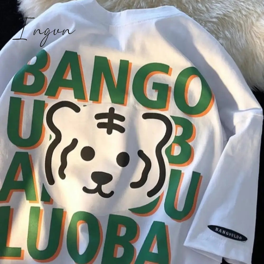 Ingvn - Kawaii Dog Print T-Shirt Harajuku Casual Loose Summer Women'S T-Shirt Cute Sweet Aesthetic Oversized Tops Streetwear