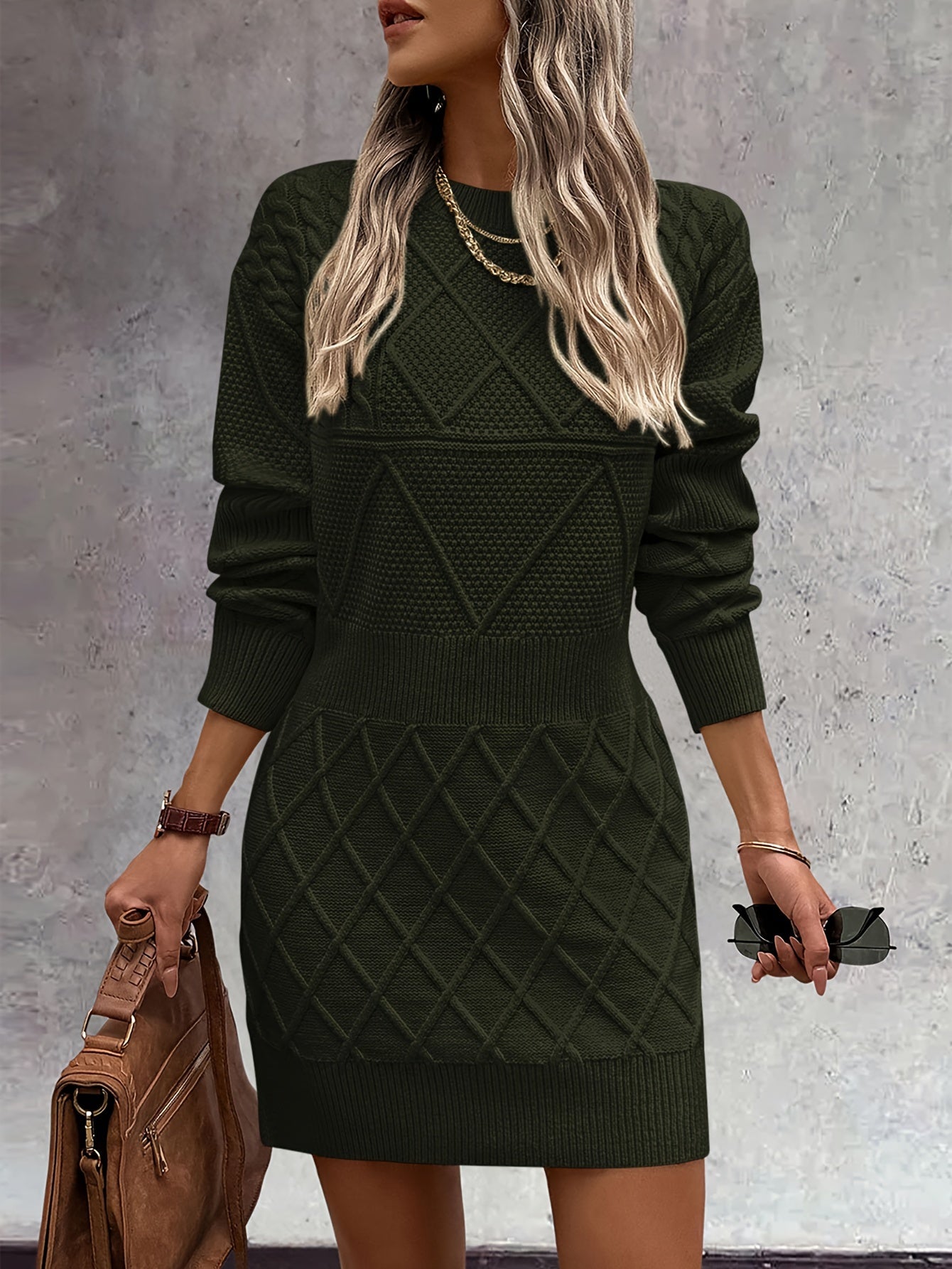 Women's Long Sleeve Short Sweater Dress Chunky Ribbed Knit Tunic Pullover Oversized Fall Sweaters