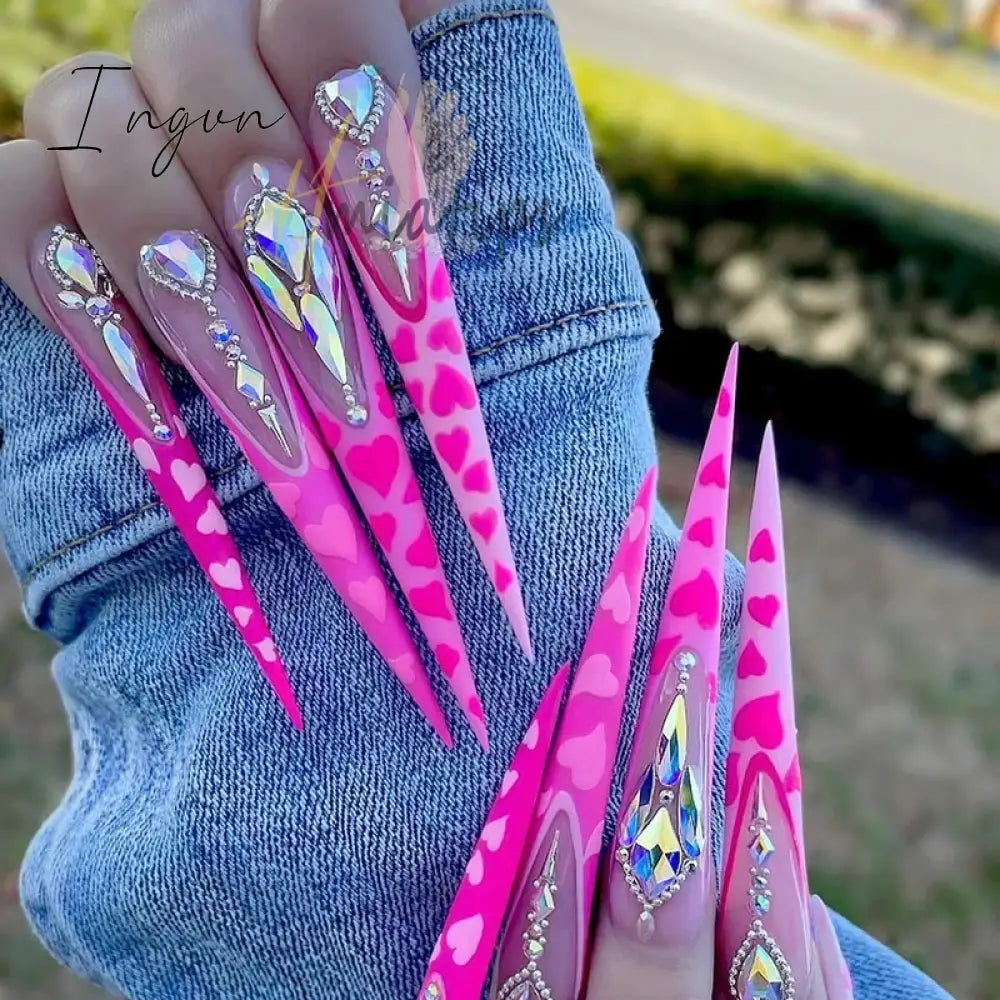 5Xl Extreme Long Stiletto Nails Full Cover Nails Artificial Acrylic False Nail Tips Press on Manicure Tool Accessories