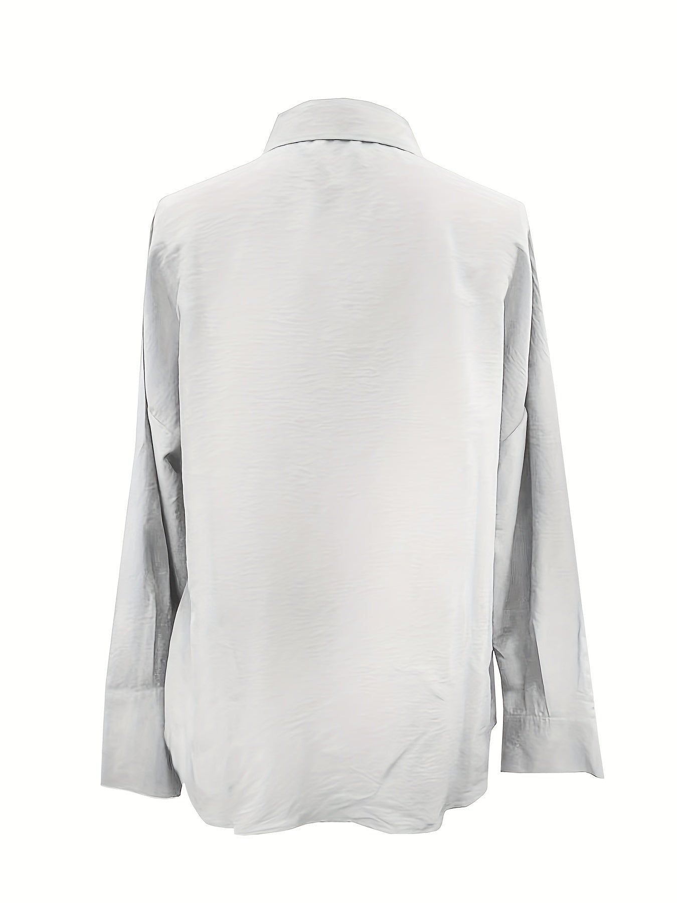 Women's Casual Solid Color Button Up Shirt - Long Sleeve, Loose Collared, Perfect for Spring and Fall, Relaxed Fit, Easy to Wear, Versatile and Timeless