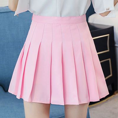 Preppy Japanese Korea Short Skirts New High Waist Mini Womens Skirts Kawaii Pink Plaid Pleated Tennis Casual Skirt