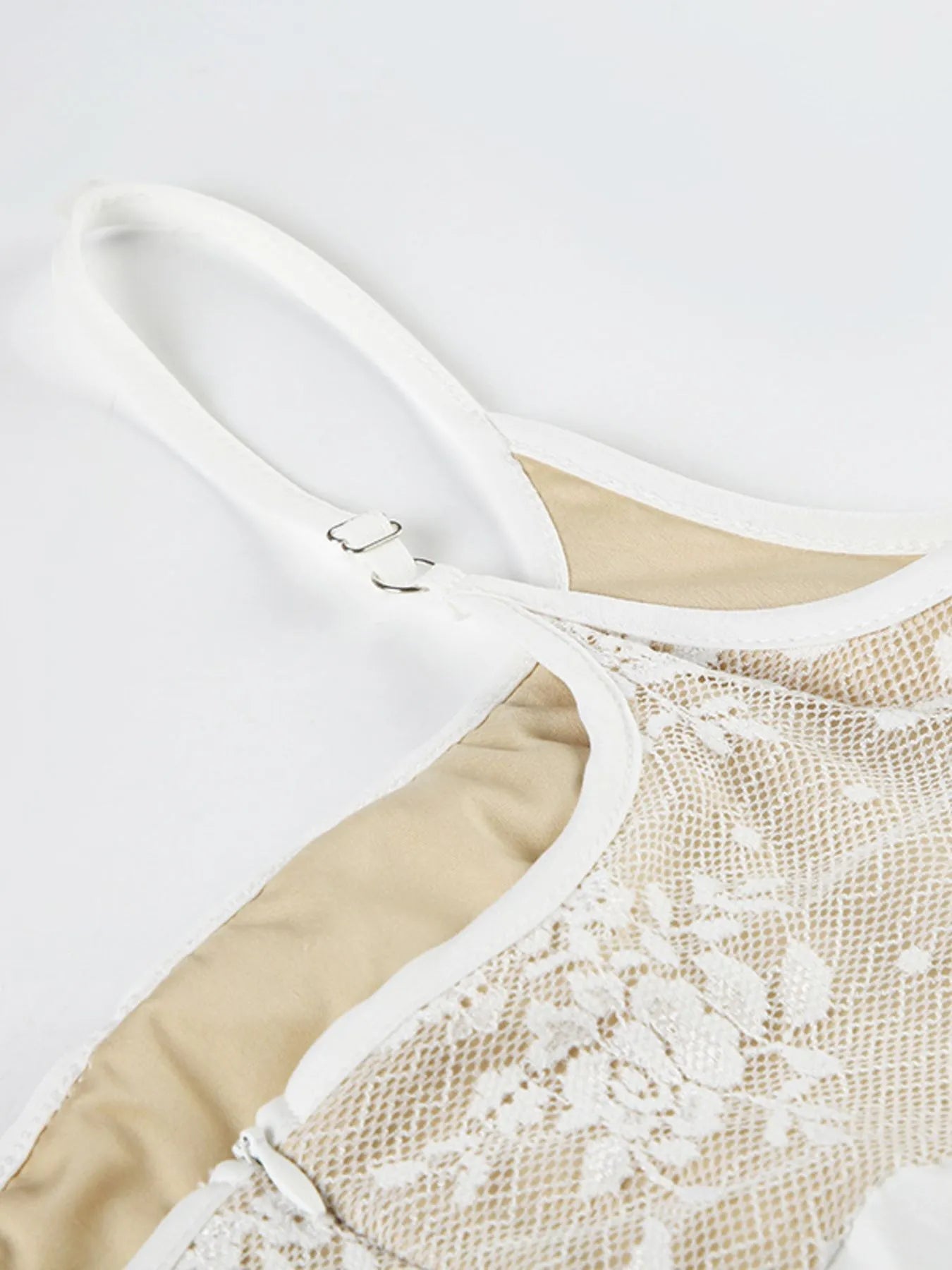 Lace Square Neck Ruffle Cami Dress