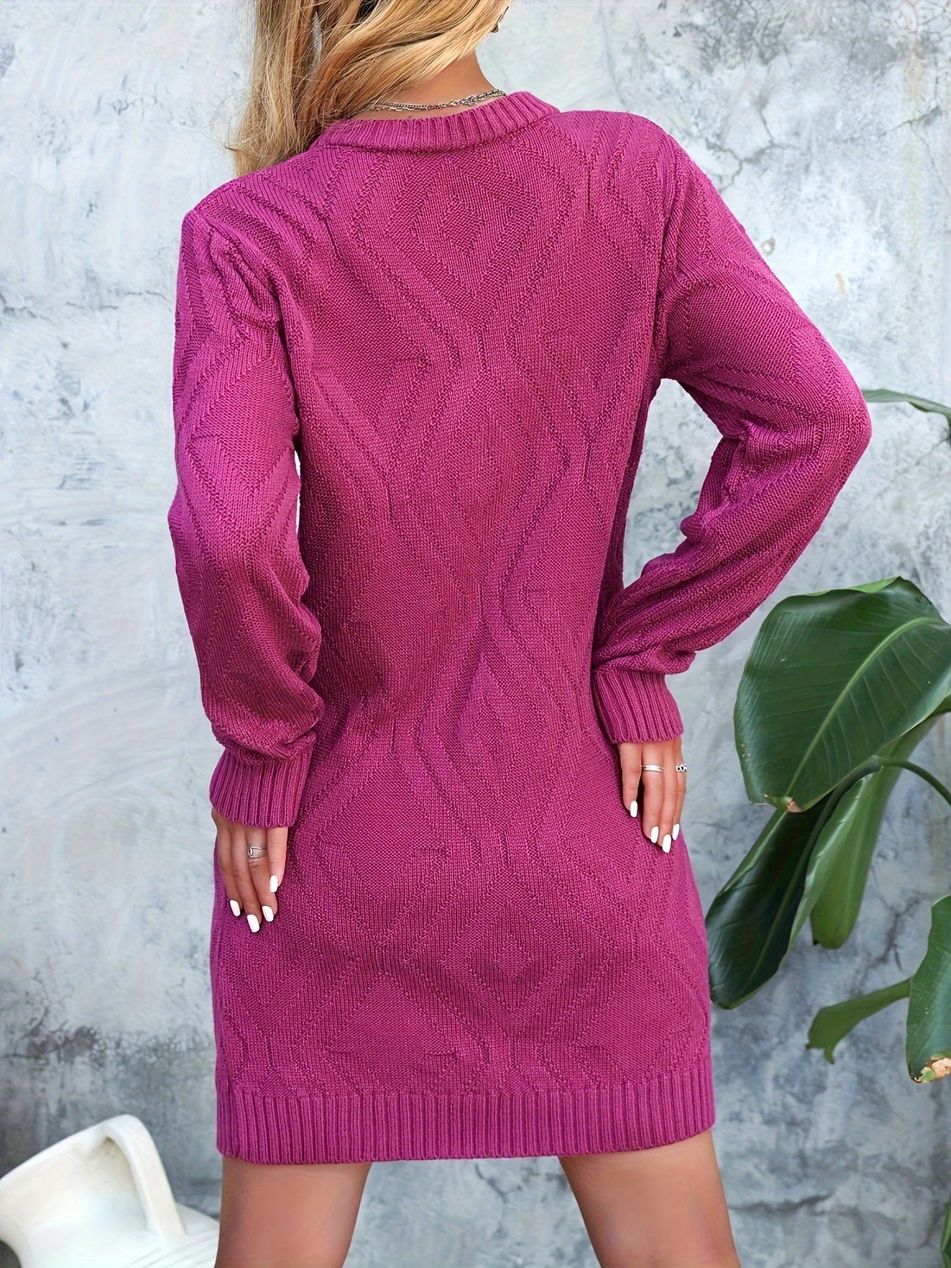 Cozy Fall & Winter Essential: Long Sleeve Bodycon Knit Mini Dress for Women, Casual Crew Neck, Perfect for Cold Weather