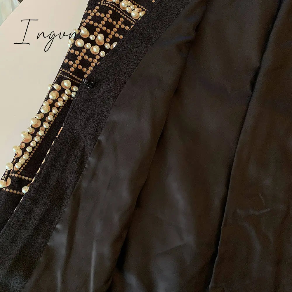Ingvn - new Beaded Geometric Autumn Winter Long Sleeves V-Neck Vintage Ladies Outwear vintage fashion Overcoats