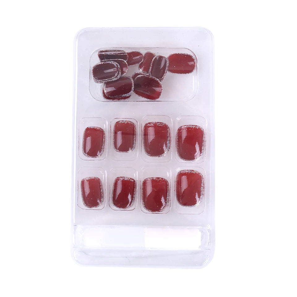 24Pcs/Box Sweet Short Round/Point Head False Nail Art Full Cover Detachable Artificial Fake Nails Ballerina Press on Nails Tips