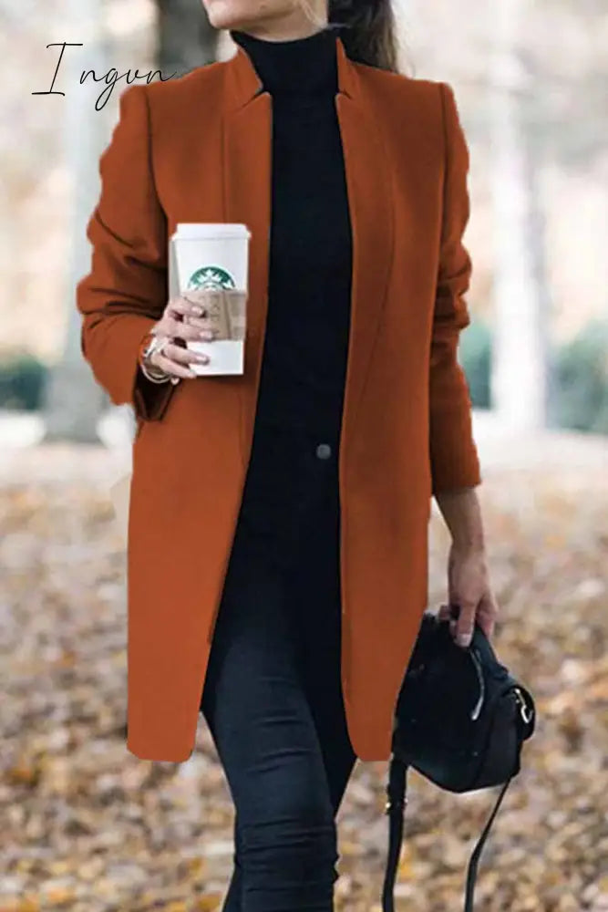 Ingvn -  Stand-up Collar Elegant Coat (6 Colors)