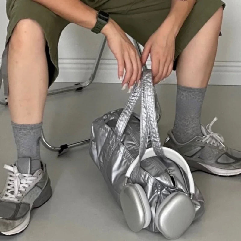 INGVN  Vintage Y2k Aesthetic Streetwear Shoulder Handbags Korean Trendy Casual Sports Underarm Bag All Match Simple Cylinder Bags Women