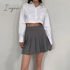 Ingvn - Suits and Pleated Skirts 2 Piece Set Women Spring Autumn Elegant Solid Outfits Sets Female Office Ladies Blazer Suit