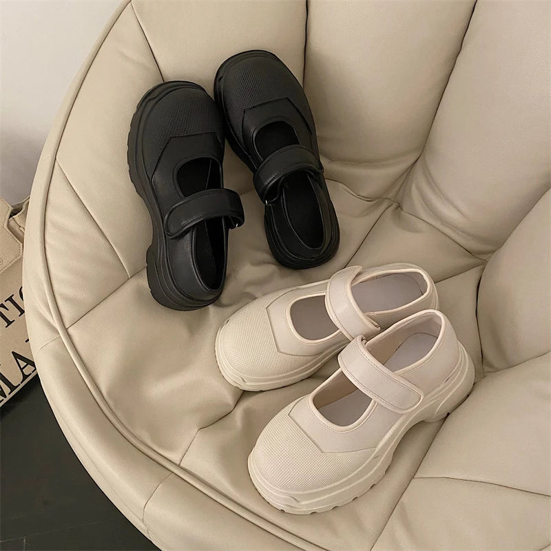 New French Style Women Espadrilles Casual Platform Zapatillas Mujer Black Daily Girls Mary Fashion Vintage Loafers Shoes