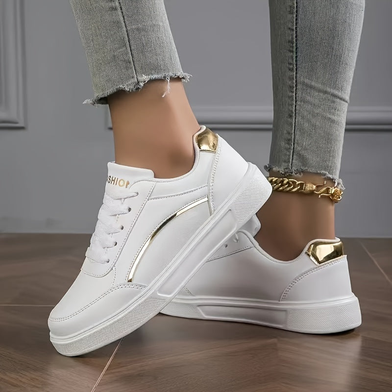 Stylish ComfortFit Skate Shoes - Road Running, Low-Top, Lace-Up, Round Toe, Ultra-Lightweight, Breathable, Comfortable, All-Season, Versatile Sneakers for Women
