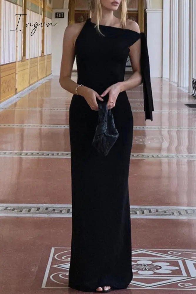 Celebrities Elegant Solid Frenulum Oblique Collar One Step Skirt Dresses(5 Colors) Dresses/Maxi