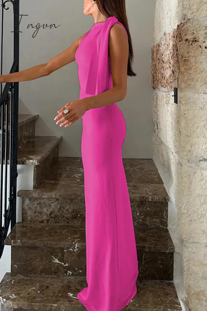 Celebrities Elegant Solid Frenulum Oblique Collar One Step Skirt Dresses(5 Colors) Dresses/Maxi