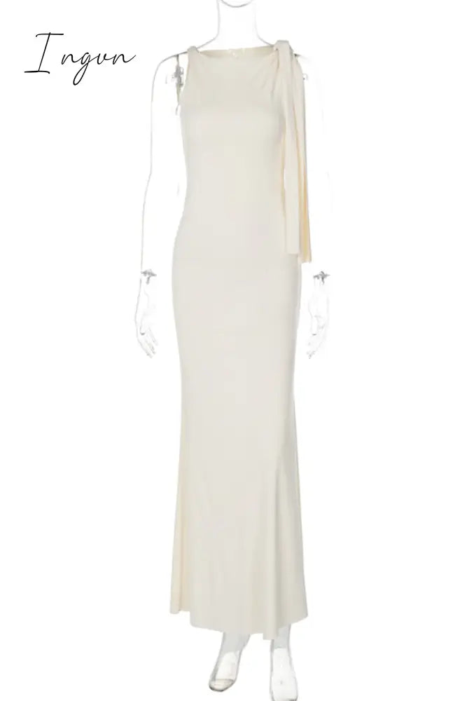 Celebrities Elegant Solid Frenulum Oblique Collar One Step Skirt Dresses(5 Colors) Dresses/Maxi