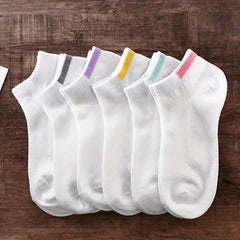 6-Pack Women's Ankle Compression Socks - Solid Color, Knit Fabric, Moisture-Wicking, Breathable - Polyester & Spandex Blend for Active Lifestyle