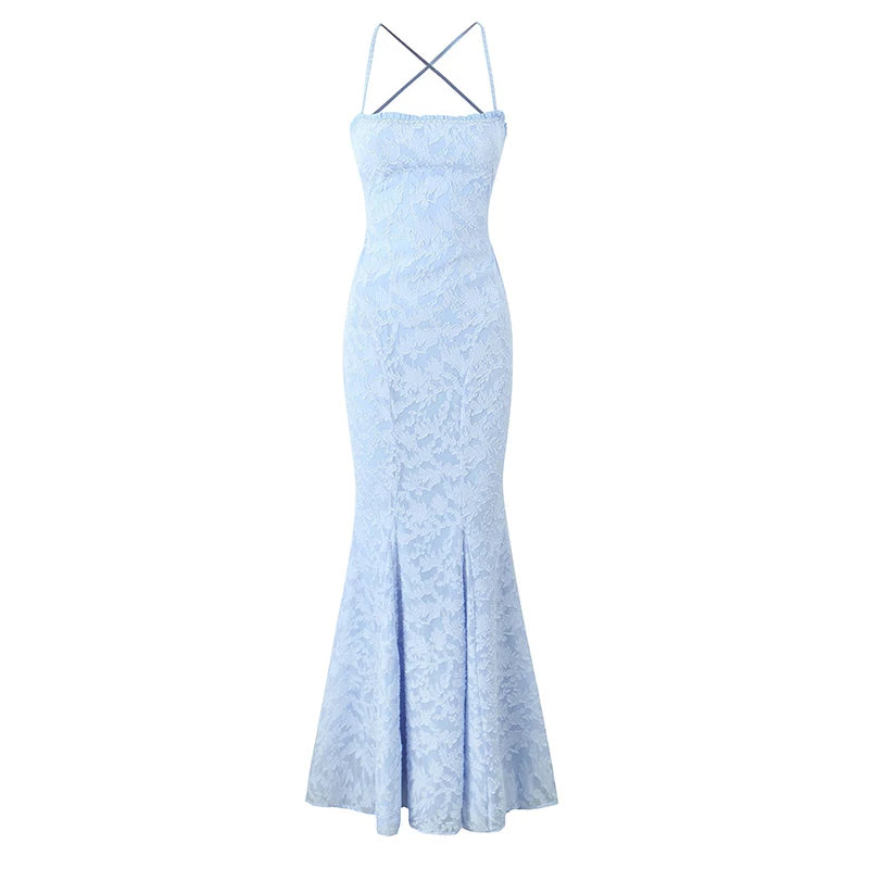 Sexy Backless Bandage Long Fishtail Dress For Women Elegant Wedding Guests Party Evening Gowns Dresses Maxi Robe Yellow