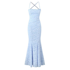 Sexy Backless Bandage Long Fishtail Dress For Women Elegant Wedding Guests Party Evening Gowns Dresses Maxi Robe Yellow