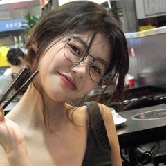 INGVN  Korea Trend Round Glasses Frame Women No Makeup Star Style Glasses Men Contrasting Cute Decorative Glasses